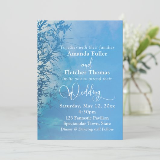 Weeping Willow Etheal Dreamy Sky Wedding Kaart (Staand voorkant)