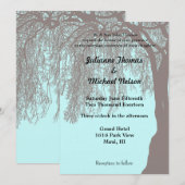 Weeping Willow Tree Blauw Bruin Huwelijk Kaart (Voorkant / Achterkant)