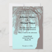 Weeping Willow Tree Blauw Bruin Huwelijk Kaart (Voorkant)