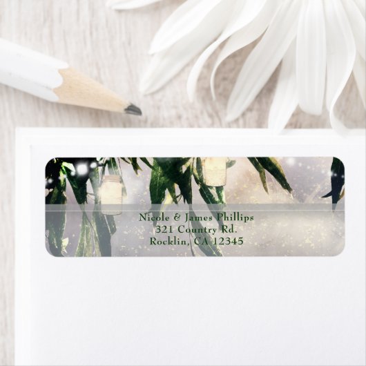 Weeping Willow Tree & Mason Jar Lights uitnodiging Etiket (Insitu)