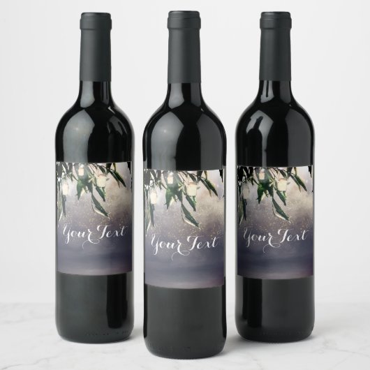 Weeping Willow Tree & Mason Jar Lights Wijnlabel Wijn Etiket (Flessen)
