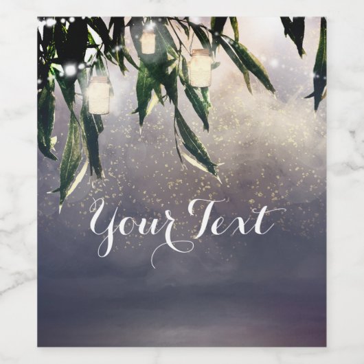 Weeping Willow Tree & Mason Jar Lights Wijnlabel Wijn Etiket (Enkel label)