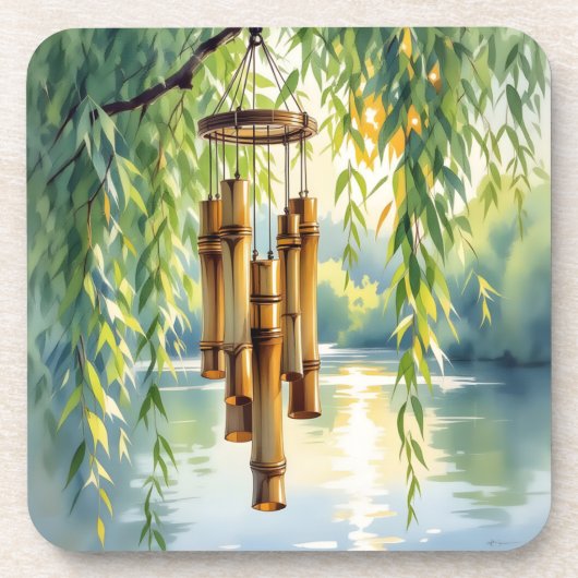 Weeping Willow, Windchimes en Lake Bier Onderzetter (Voorkant)