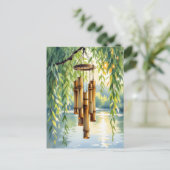 Weeping Willow, Windchimes en Lake Briefkaart (Staand voorkant)