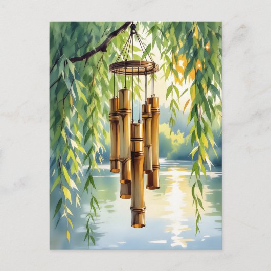 Weeping Willow, Windchimes en Lake Briefkaart (Voorkant)