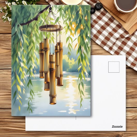 Weeping Willow, Windchimes en Lake Briefkaart