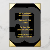 Weer 50ste verjaardag Luxe Zwart en Goud Folie Uitnodiging (Voorkant)
