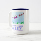 Weer achterop geraakt tweekleurige koffiemok (Voorkant links)