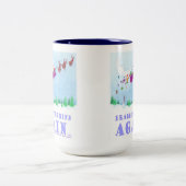 Weer achterop geraakt tweekleurige koffiemok (Center)