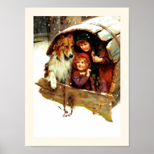 Weer Bond. Oude kerstkunst door Arthur Elsley Poster