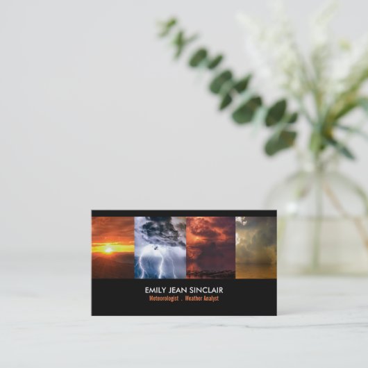 Weer collage, meteoroloog visitekaartje (Staand voorkant)