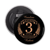 Weer drie jaar bruiloft button flesopener (Voorkant)