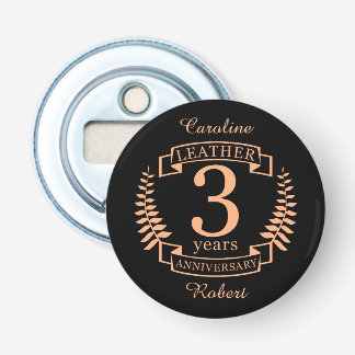 Weer drie jaar bruiloft button flesopener
