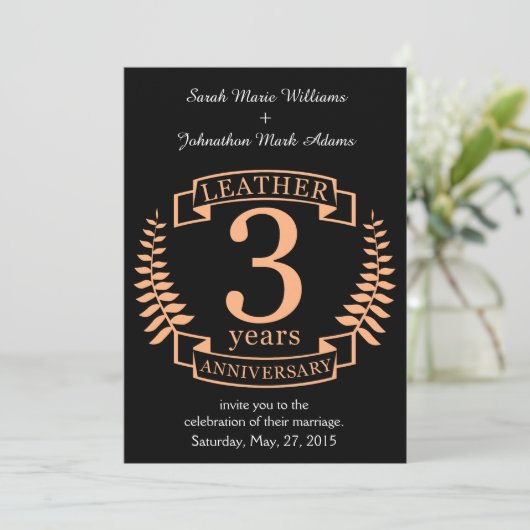 Weer drie jaar bruiloft kaart (Staand voorkant)