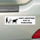 Weer een dag in het paradijs bumpersticker (Op auto)