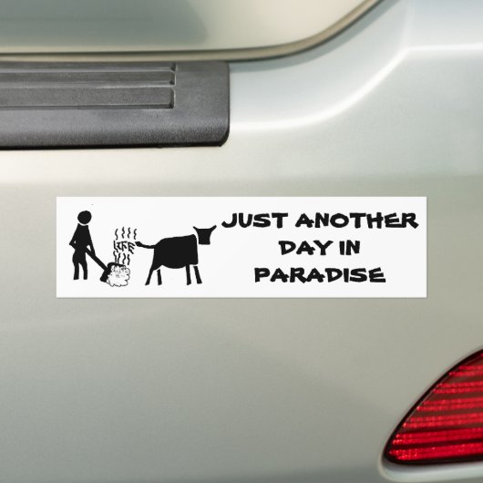 Weer een dag in het paradijs bumpersticker (Op auto)