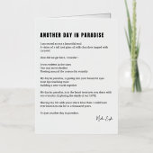 Weer een dag in het paradijs gedicht zwart wit folie wenskaart (Voorkant)