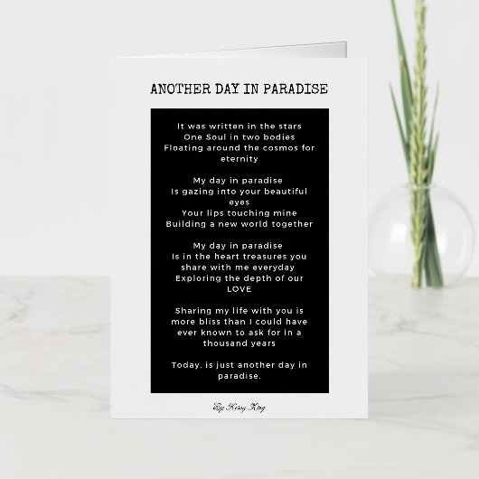 Weer een dag in het paradijs liefdesgedicht folie wenskaart (Voorkant)