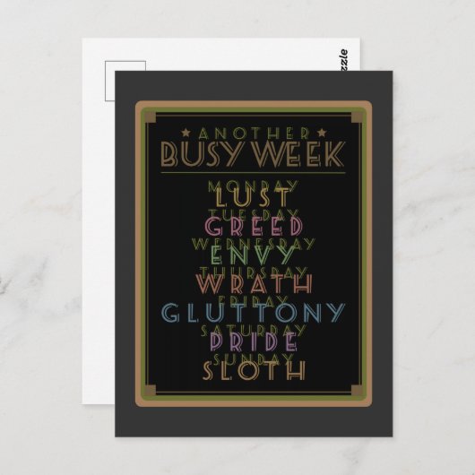 Weer een drukke week zwart GFX Briefkaart (Voorkant / Achterkant)