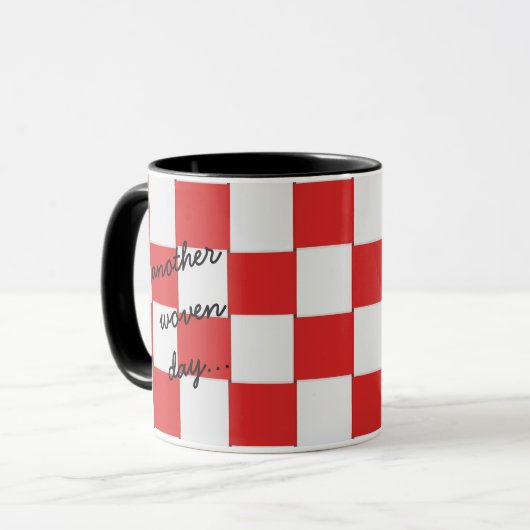 Weer een Geweven dag Rood en Wit Mok (Voorkant links)
