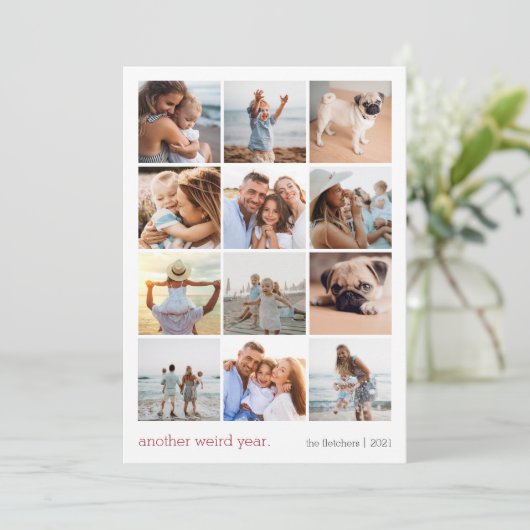 Weer een jaar | Jaar in Review Foto-collage Feestdagenkaart (Staand voorkant)