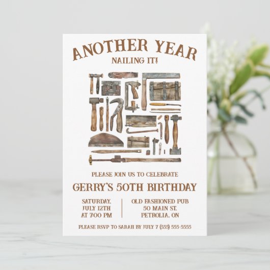 Weer een jaar nagelen! verjaardag van de houtbewer kaart (Staand voorkant)
