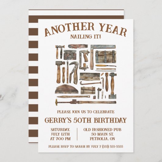 Weer een jaar nagelen! verjaardag van de houtbewer kaart (Voorkant / Achterkant)