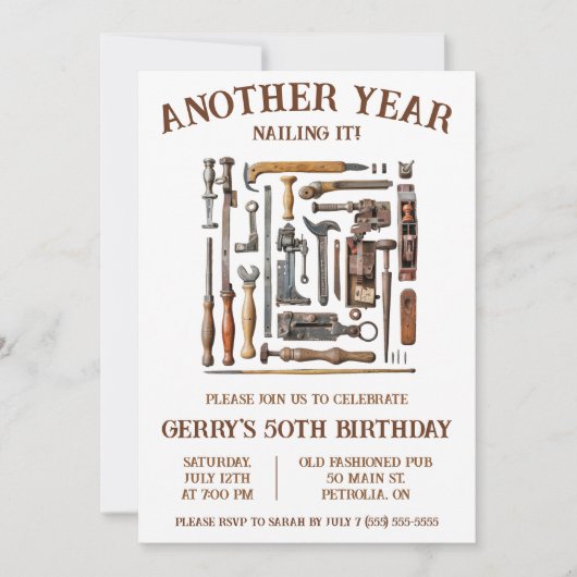 Weer een jaar nagelen! verjaardag van de houtbewer kaart (Voorkant)