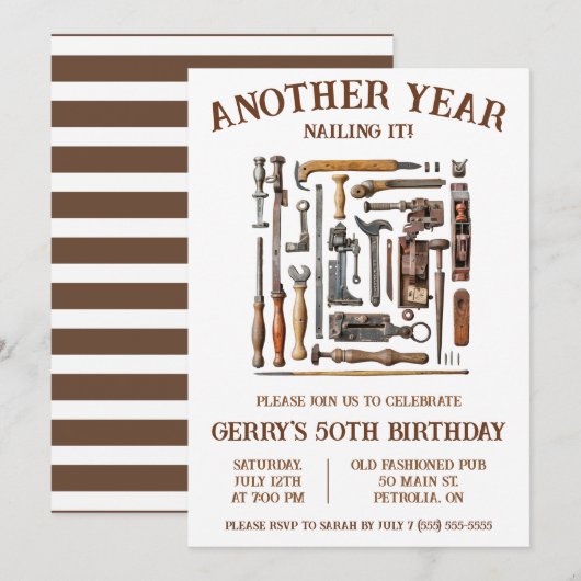 Weer een jaar nagelen! verjaardag van de houtbewer kaart (Voorkant / Achterkant)