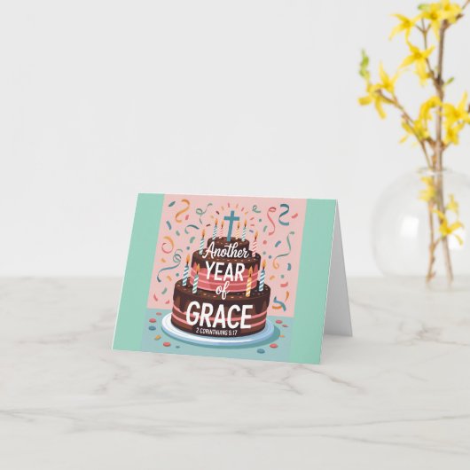 Weer een jaar van genade Christelijke verjaardag Kaart (Gele Bloem)