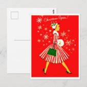 Weer een jonge vrouw met kerst,  vakantie briefkaart (Voorkant / Achterkant)