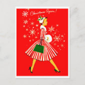 Weer een jonge vrouw met kerst,  vakantie briefkaart (Voorkant)