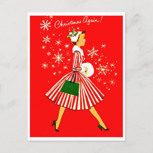Weer een jonge vrouw met kerst,  vakantie briefkaart (Voorkant)