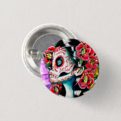 Weer een keer dat Sugar Skull Girl Ronde Button 3,2 Cm (Voorkant /achterkant)