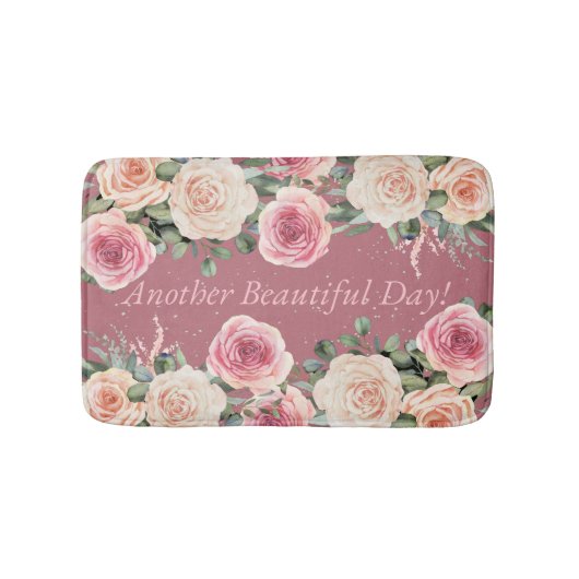 Weer een mooie dag roze roos bloem badmat (Voorkant)