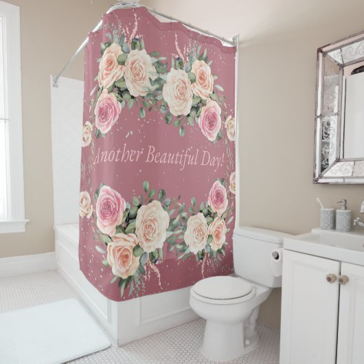 Weer een mooie dag Waterverf Rozen Bloemen Douchegordijn (In situ)
