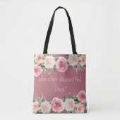 Weer een mooie dag zachte witte roze roos tote bag (Voorkant)