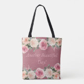 Weer een mooie dag zachte witte roze roos tote bag (Achterkant)