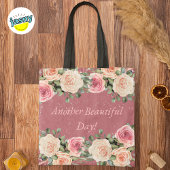 Weer een mooie dag zachte witte roze roos tote bag