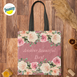 Weer een mooie dag zachte witte roze roos tote bag
