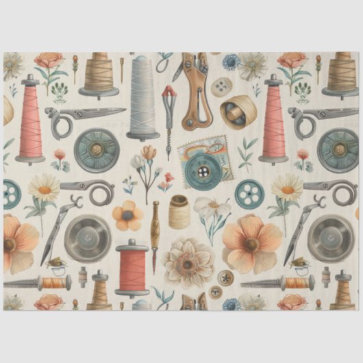 Weer een naaiende junk journal-serie ontwerp #1 tissuepapier (Voorkant)