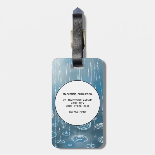 Weer een regenachtige dag aangepaste tekst bagagelabel (Achterkant verticaal)