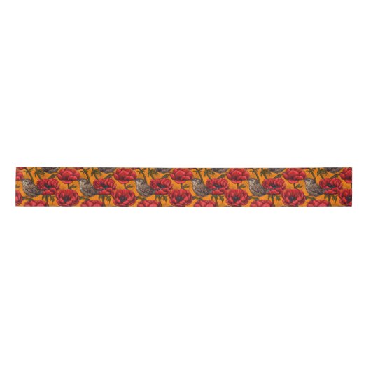 Weer een rode anemone garden satin ribbon satijnen lint (Voorkant)