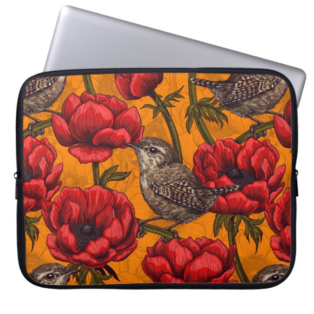 Weer een rode anemontuin laptop sleeve (Voorkant)