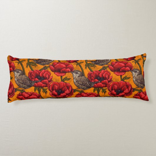 Weer een rode anemontuin lichaamskussen (Achterkant)