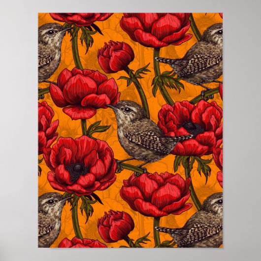 Weer een rode anemontuin poster (Voorkant)