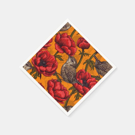 Weer een rode anemontuin servet (Hoek)