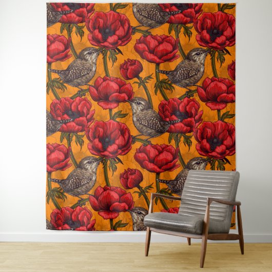 Weer een rode anemontuin wandkleed (In situ)
