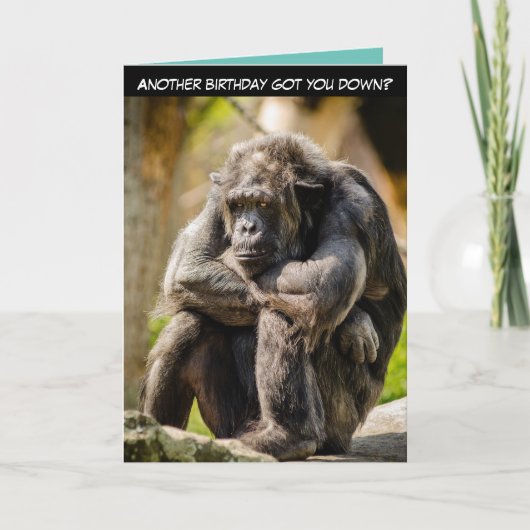 "Weer een verjaardag die je naar beneden haalt?" Kaart (Voorkant)