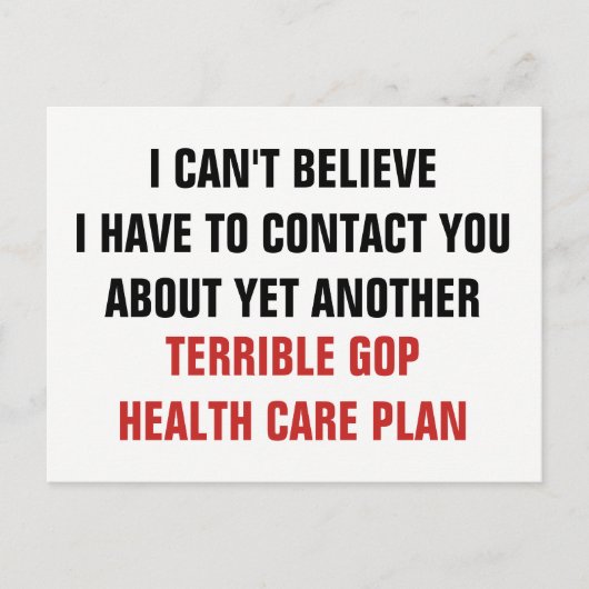 Weer een vreselijk GOP-zorgplan Briefkaart (Voorkant)